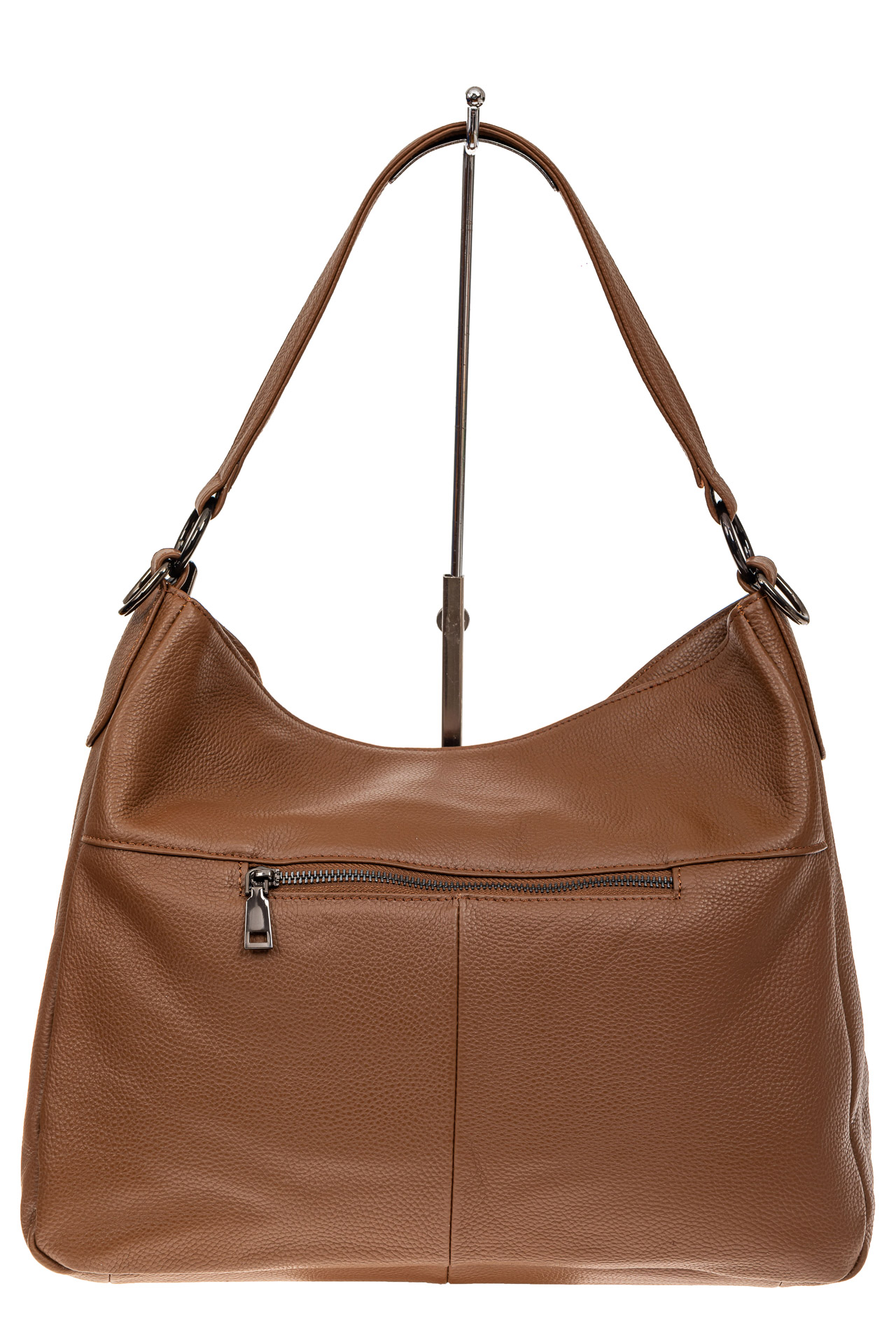 На фото 3 - Мягкая женская сумка из натуральной кожи, цвет коричневый