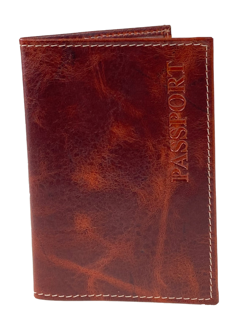 На фото 1 - Кожаная обложка для паспорта, цвет красно-коричневый