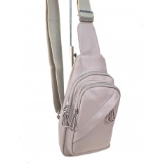 На фото 3 - Женская сумка-слинг из искусственной кожи, цвет светло серый