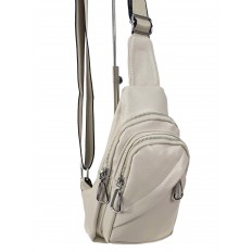 На фото 3 - Женская сумка-слинг из искусственной кожи, цвет молочный