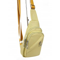 На фото 3 - Женская сумка-слинг из искусственной кожи, цвет желтый