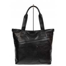 На фото 2 - Женская сумка-тоут из мягкой искусственной кожи, цвет чёрный