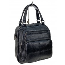 На фото 1 - Женская сумка-рюкзак трансформер из искусственной кожи, цвет черный