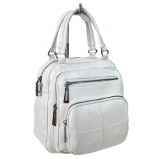 На фото 1 - Женская сумка-рюкзак трансформер из искусственной кожи, цвет белый