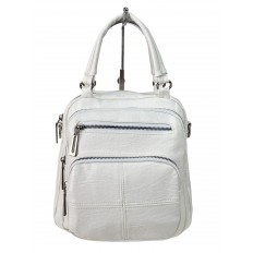 На фото 2 - Женская сумка-рюкзак трансформер из искусственной кожи, цвет белый