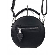 На фото 2 - Круглая женская сумочка из искусственной кожи, цвет чёрный