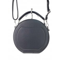 На фото 3 - Круглая женская сумочка из искусственной кожи, цвет чёрный