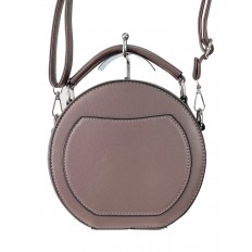 На фото 3 - Круглая женская сумочка из искусственной кожи, цвет какао
