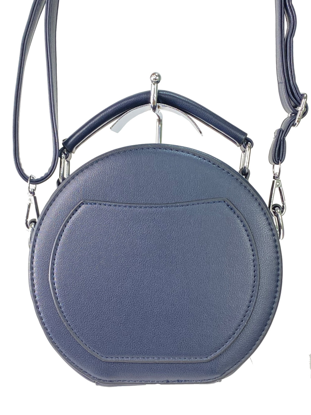 На фото 3 - Круглая женская сумочка из искусственной кожи, цвет тёмно-синий