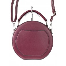 На фото 3 - Круглая женская сумочка из искусственной кожи, цвет бордовый