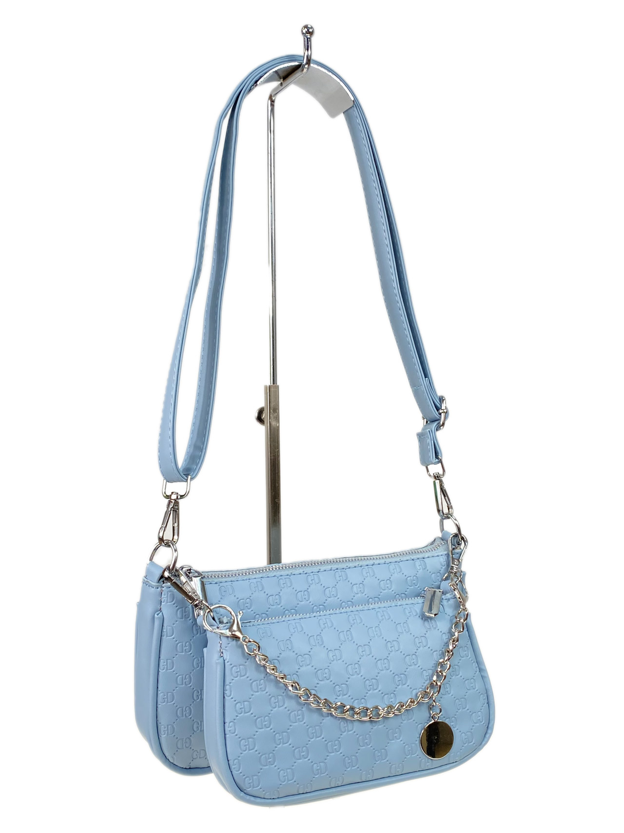 На фото 1 - Женская сумка 2 в 1 из искусственной кожи, цвет голубой