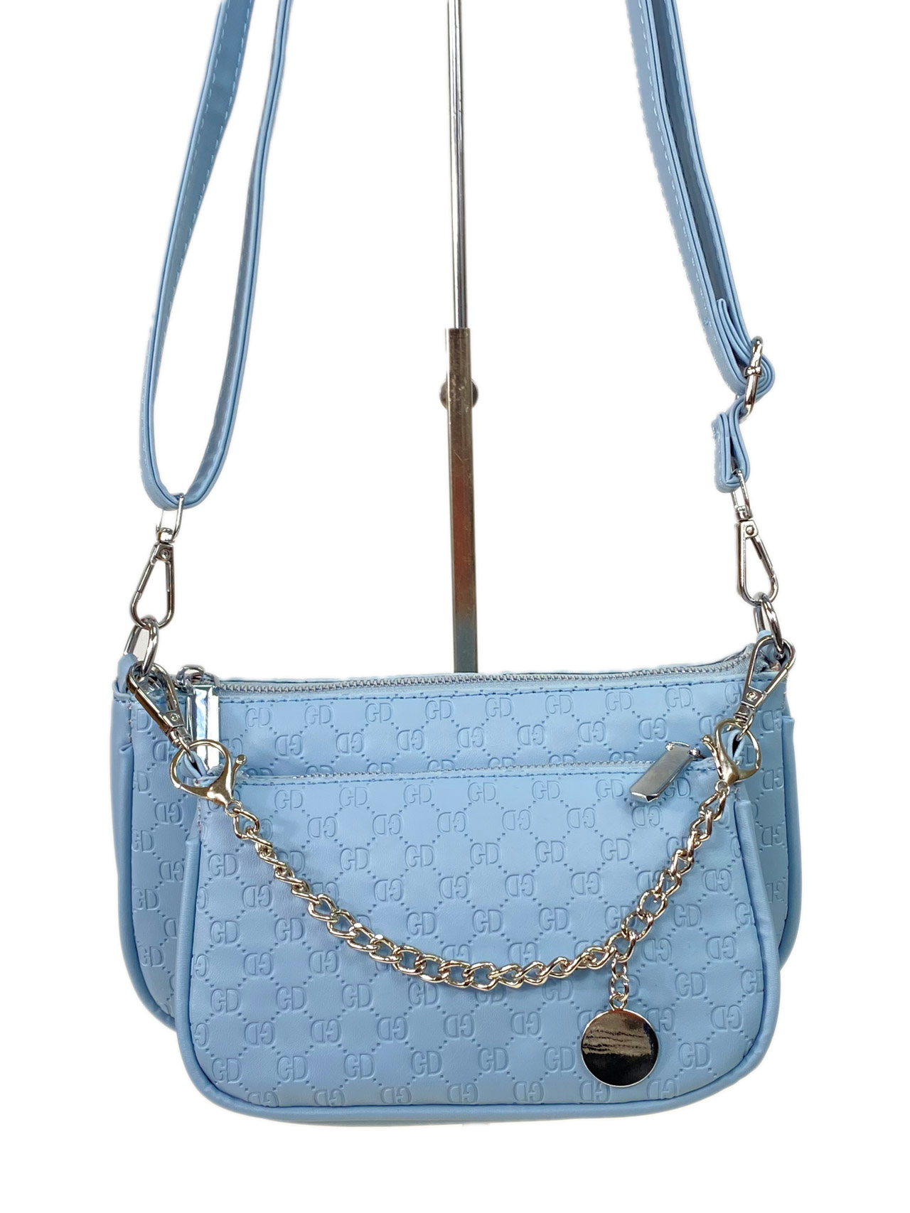 На фото 2 - Женская сумка 2 в 1 из искусственной кожи, цвет голубой