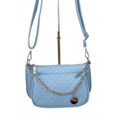 На фото 2 - Женская сумка 2 в 1 из искусственной кожи, цвет голубой