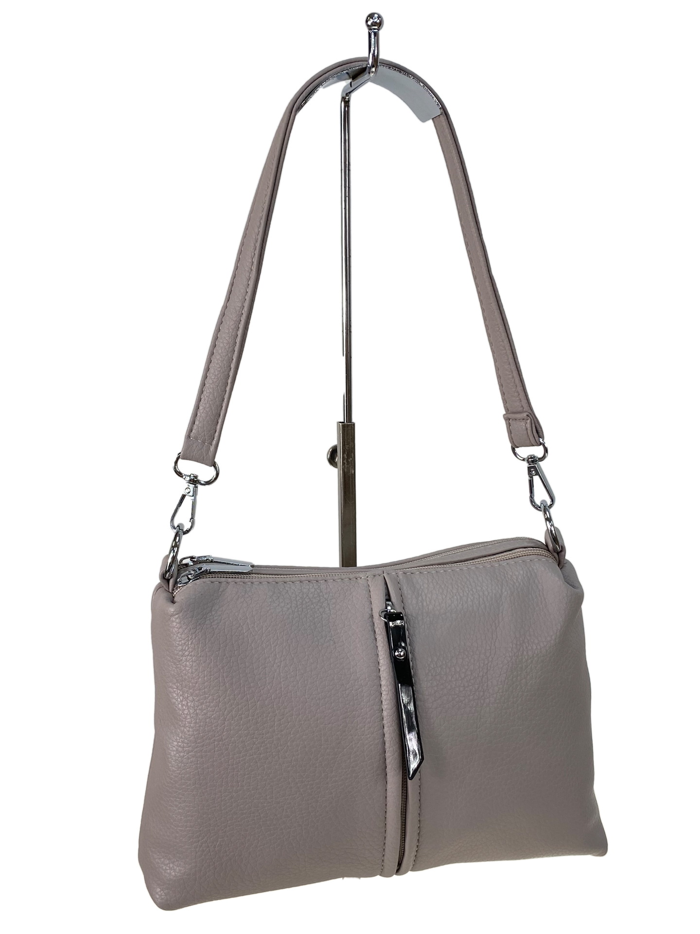 На фото 1 - Женская сумка из искусственной кожи цвет светло серый