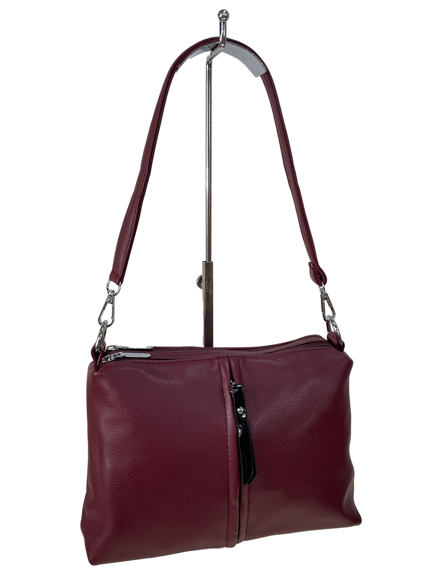 На фото 1 - Женская сумка из искусственной кожи цвет бордовый