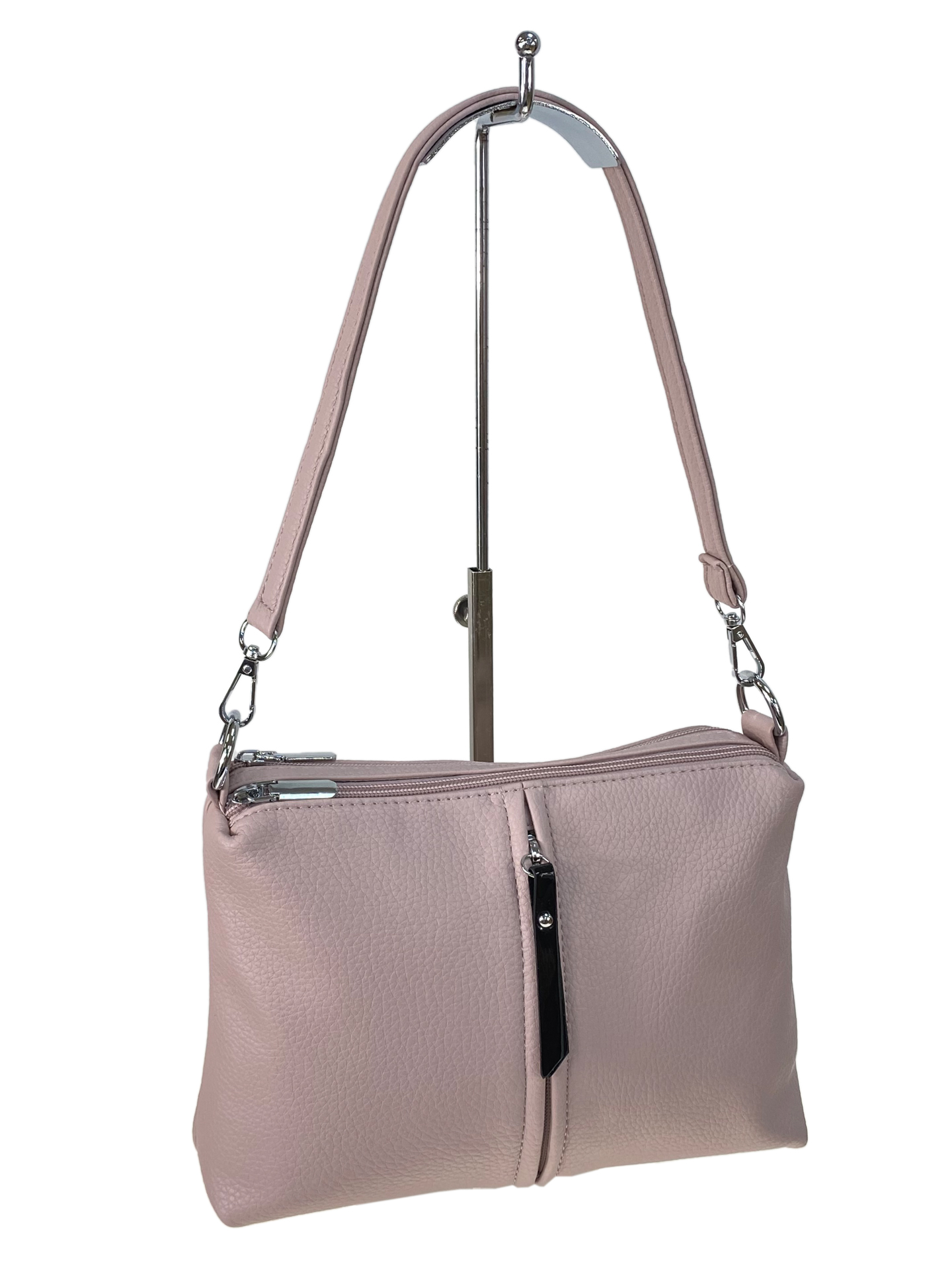 На фото 1 - Женская сумка из искусственной кожи цвет светло розовый