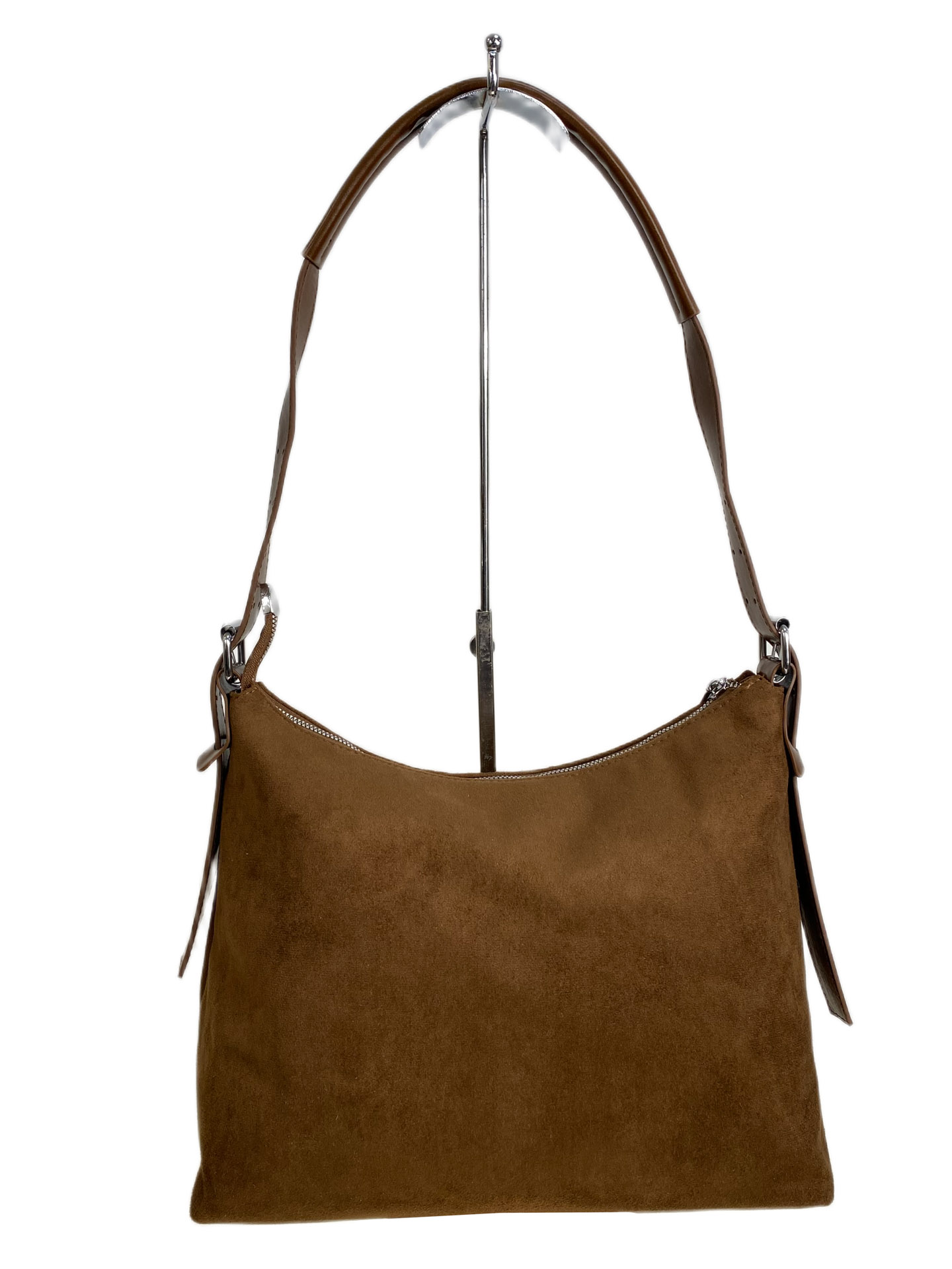 На фото 1 - Женская сумка из искусственной замши, цвет шоколад