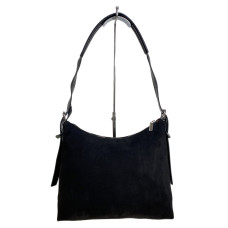 На фото 1 - Женская сумка из искусственной замши, цвет черный На фото 1 - Женская сумка из искусственной замши, цвет черный