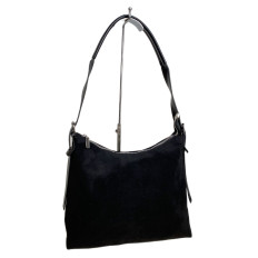 На фото 2 - Женская сумка из искусственной замши, цвет черный На фото 2 - Женская сумка из искусственной замши, цвет черный