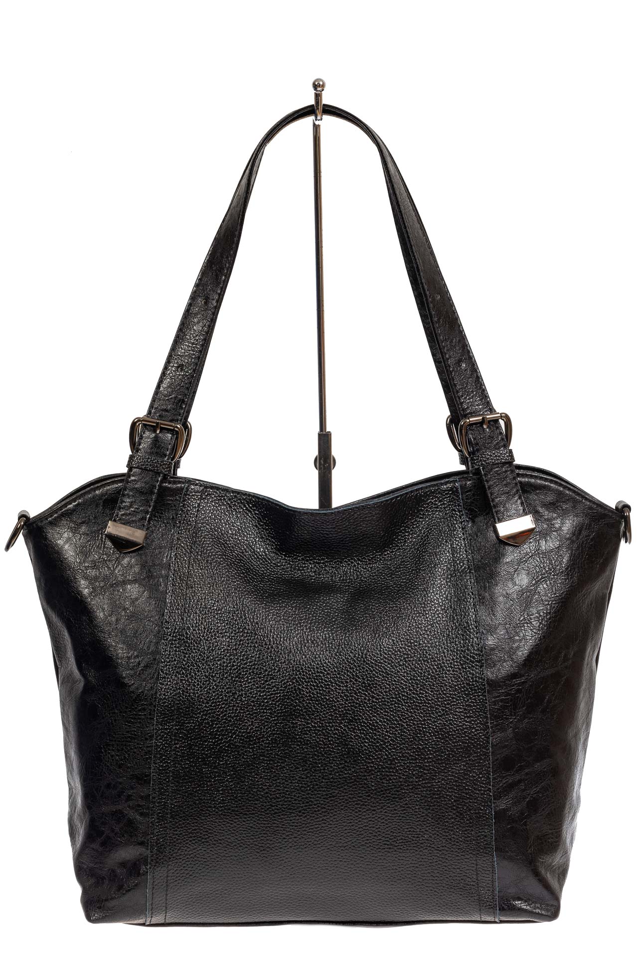 На фото 2 - Деловая сумка-трапеция из искусственной кожи, цвет чёрный