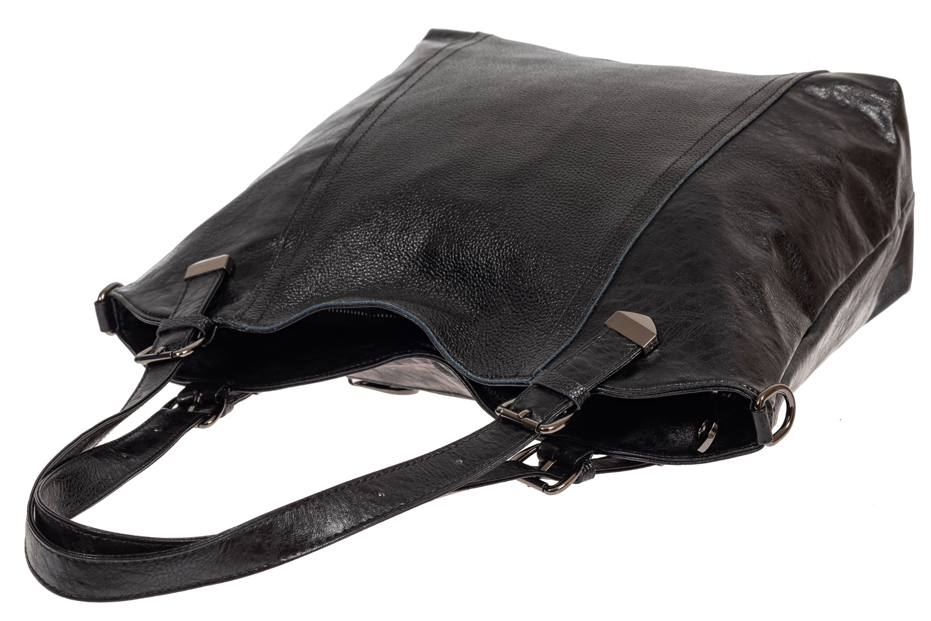 На фото 4 - Деловая сумка-трапеция из искусственной кожи, цвет чёрный