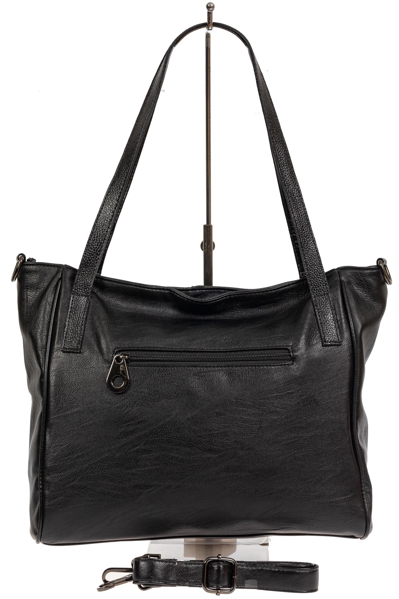 На фото 3 - Классическая женская сумка из экокожи, цвет чёрный