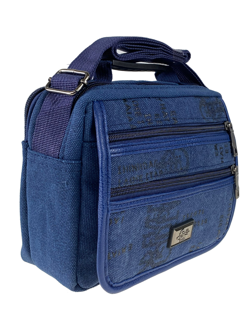 На фото 1 - Мужская сумка из брезентовой ткани, цвет джинсовый