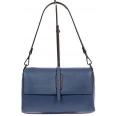 На фото 2 - Кожаная сумка-багет, цвет синий