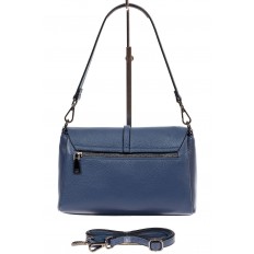 На фото 3 - Кожаная сумка-багет, цвет синий
