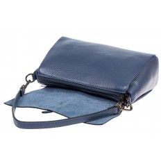 На фото 4 - Кожаная сумка-багет, цвет синий