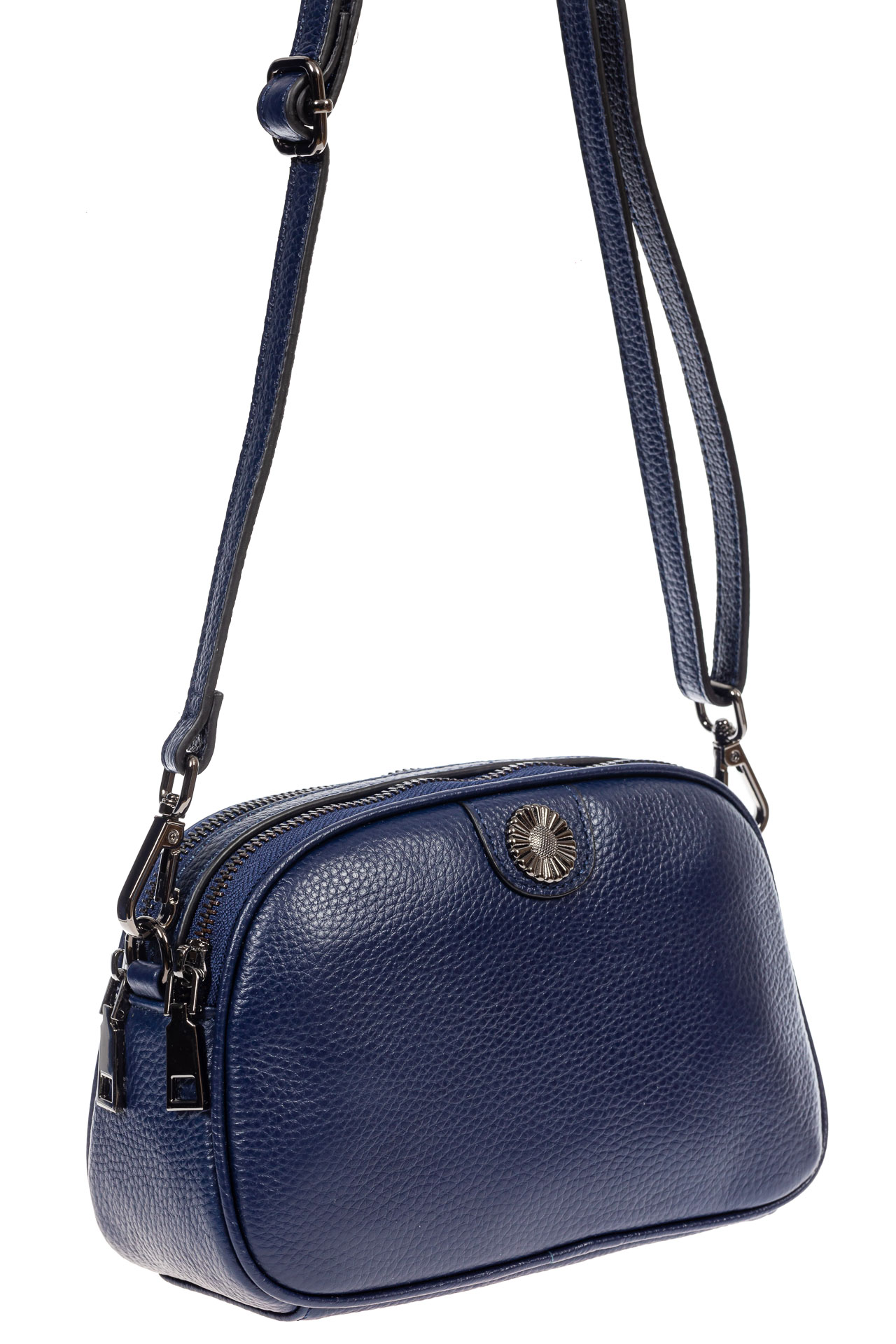 Женская сумочка кросс-боди из натуральной кожи, цвет тёмно-синий