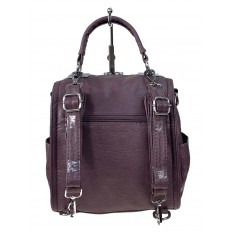На фото 2 - Женская сумка-рюкзак трансформер из искусственной кожи цвет фиолетовый