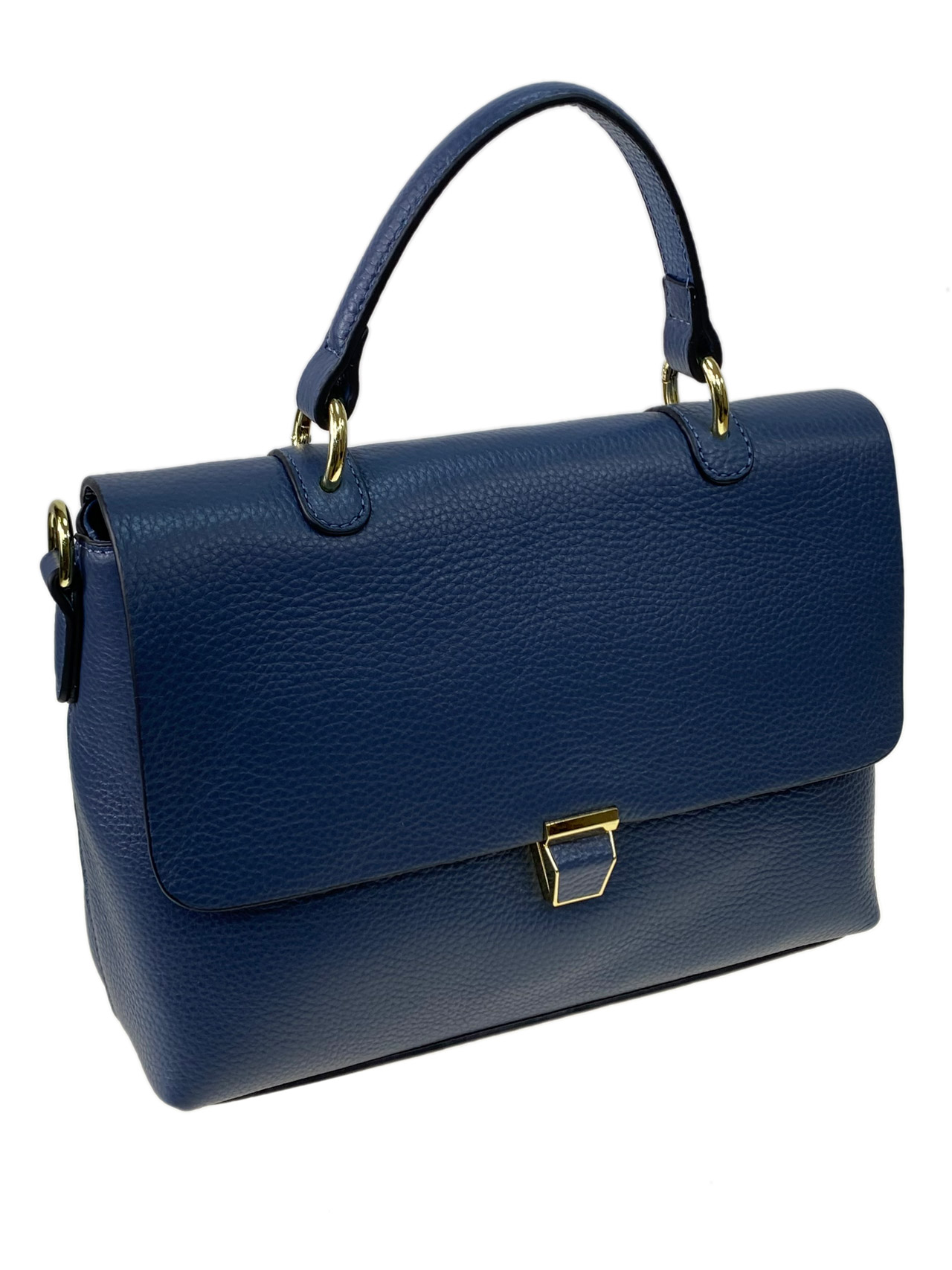 На фото 1 - Небольшая женская сумка из натуральной кожи, цвет синий
