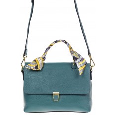 На фото 2 - Женская сумка-портфель из натуральной кожи, цвет серая бирюза