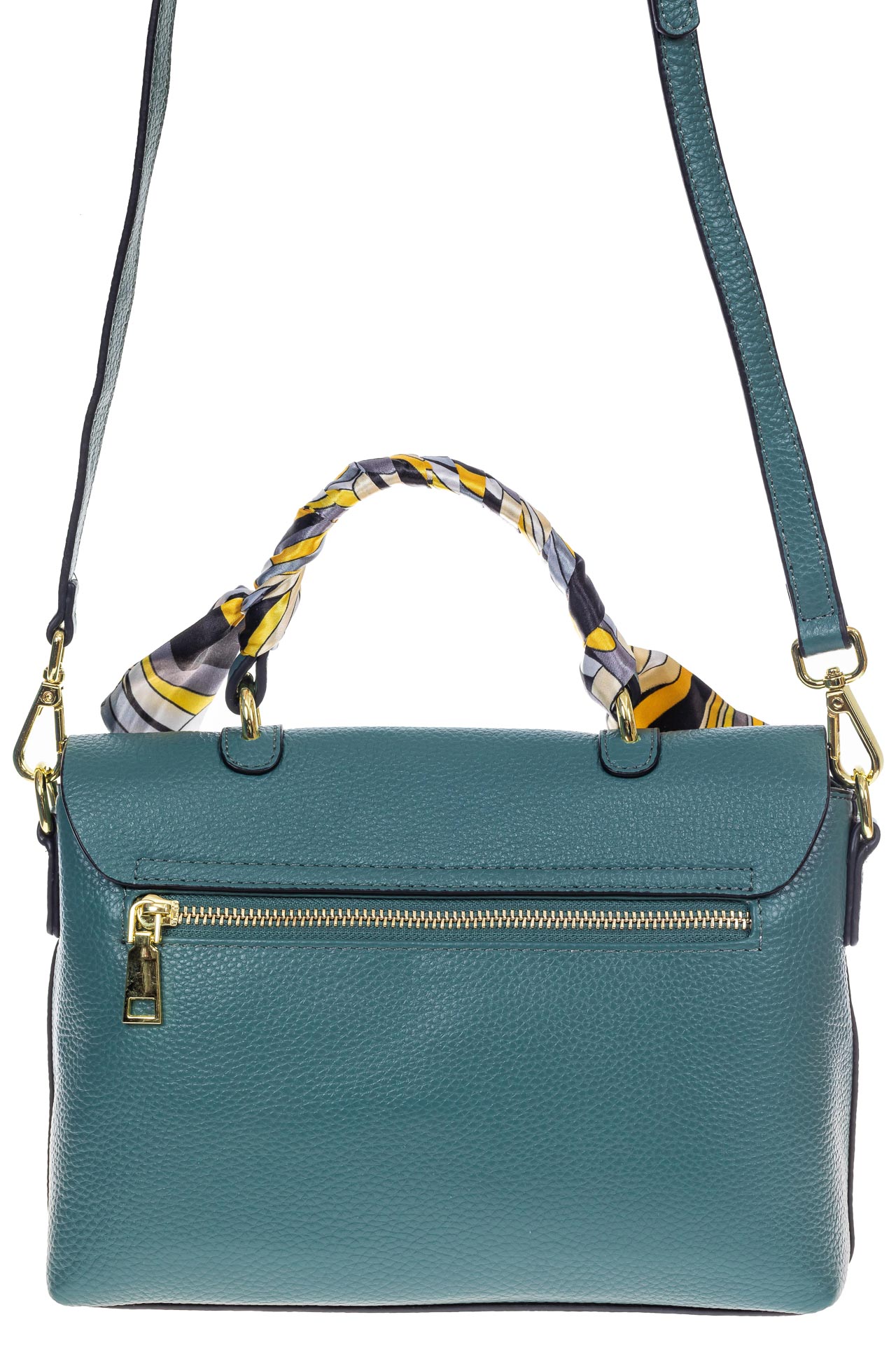 На фото 3 - Женская сумка-портфель из натуральной кожи, цвет серая бирюза