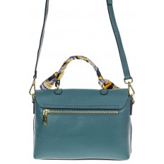 На фото 3 - Женская сумка-портфель из натуральной кожи, цвет серая бирюза