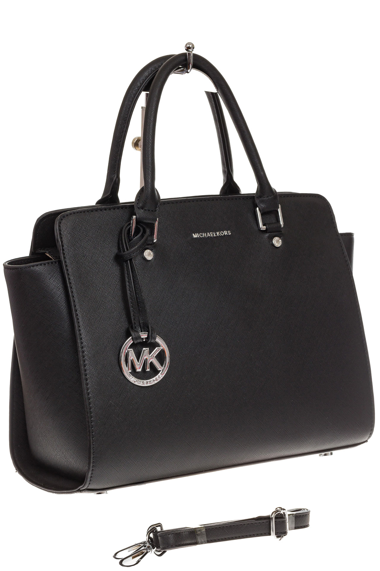 На фото 1 - Каркасная женская сумка из искусственной кожи, цвет черный