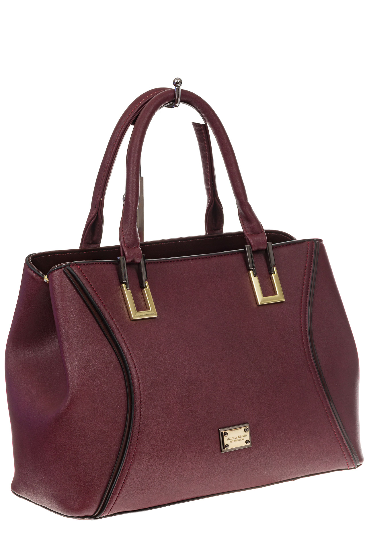 На фото 1 - Классическая женская сумка из искусственной кожи, цвет бордо