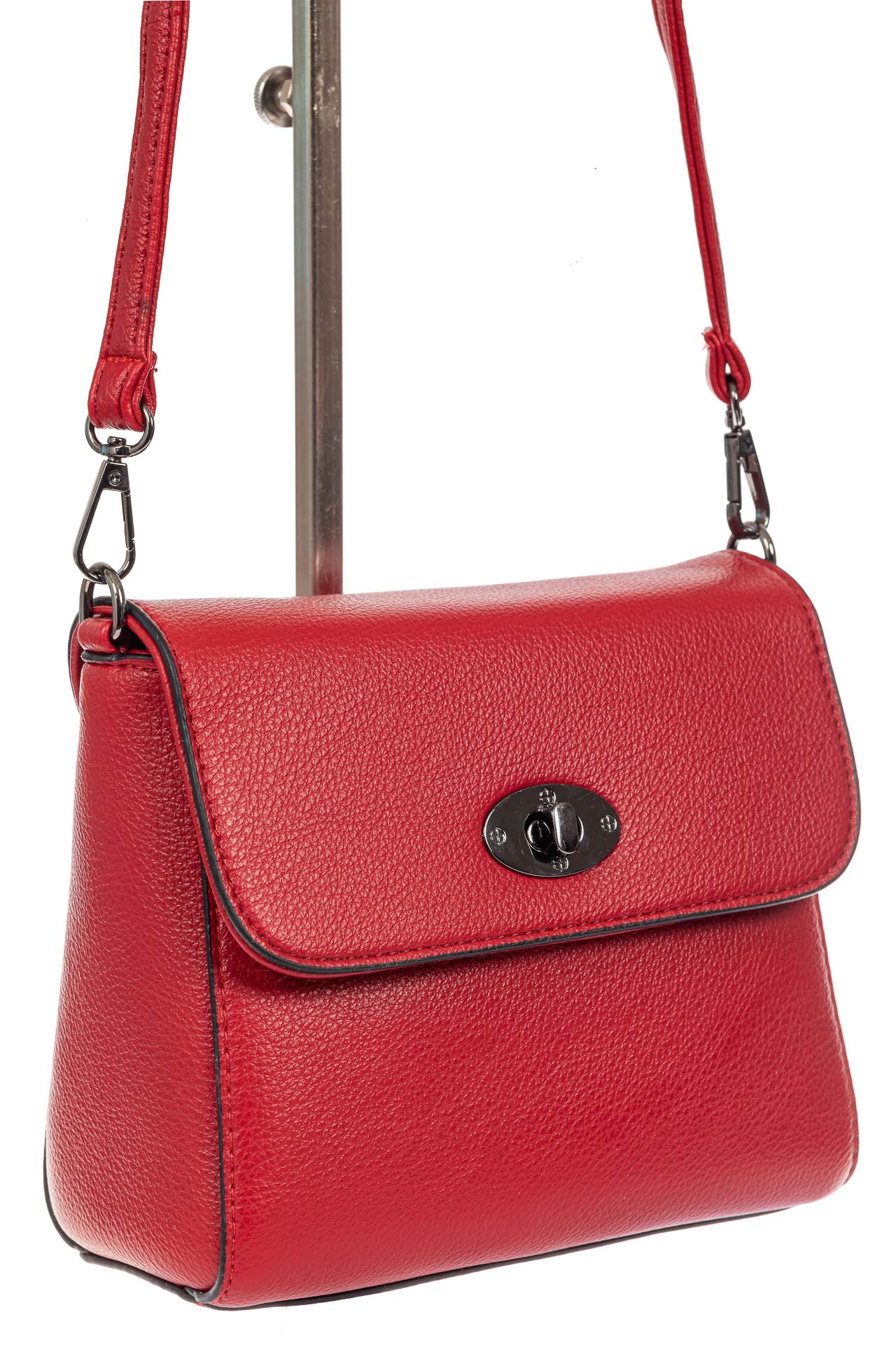 На фото 1 - Женская сумка кросс-боди из экокожи, красная 