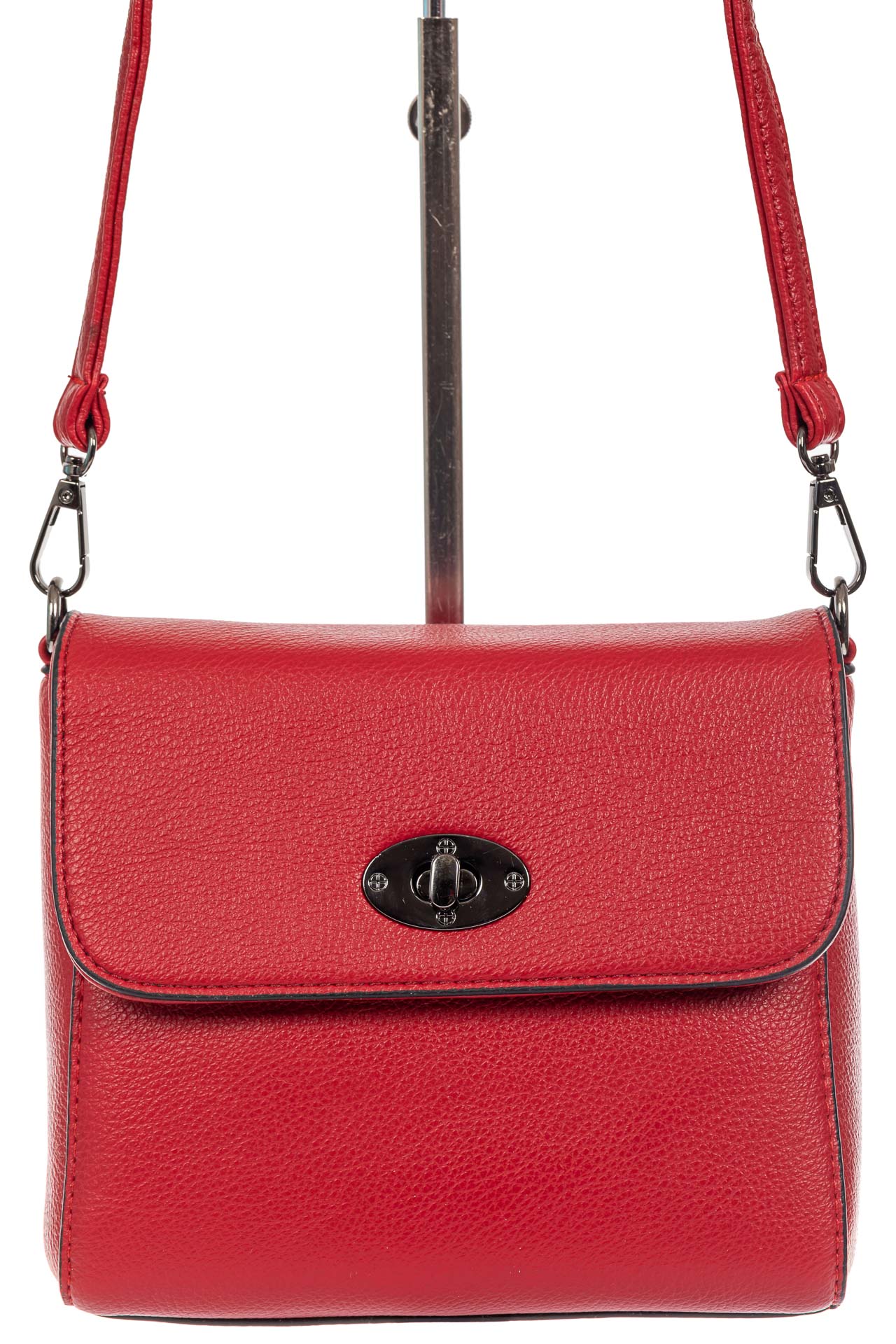 На фото 2 - Женская сумка кросс-боди из экокожи, красная 