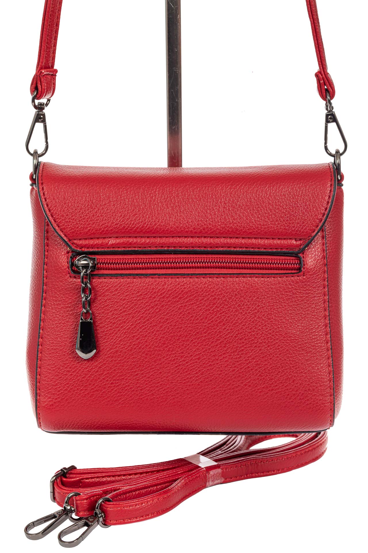 На фото 3 - Женская сумка кросс-боди из экокожи, красная 