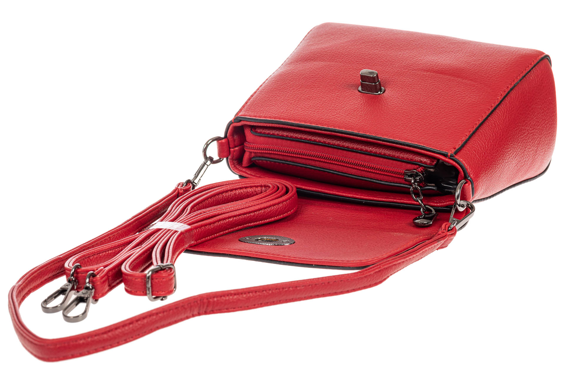 На фото 4 - Женская сумка кросс-боди из экокожи, красная 