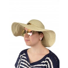 На фото 2 - Плетёная женская шляпа с широкими полями, цвет молочный