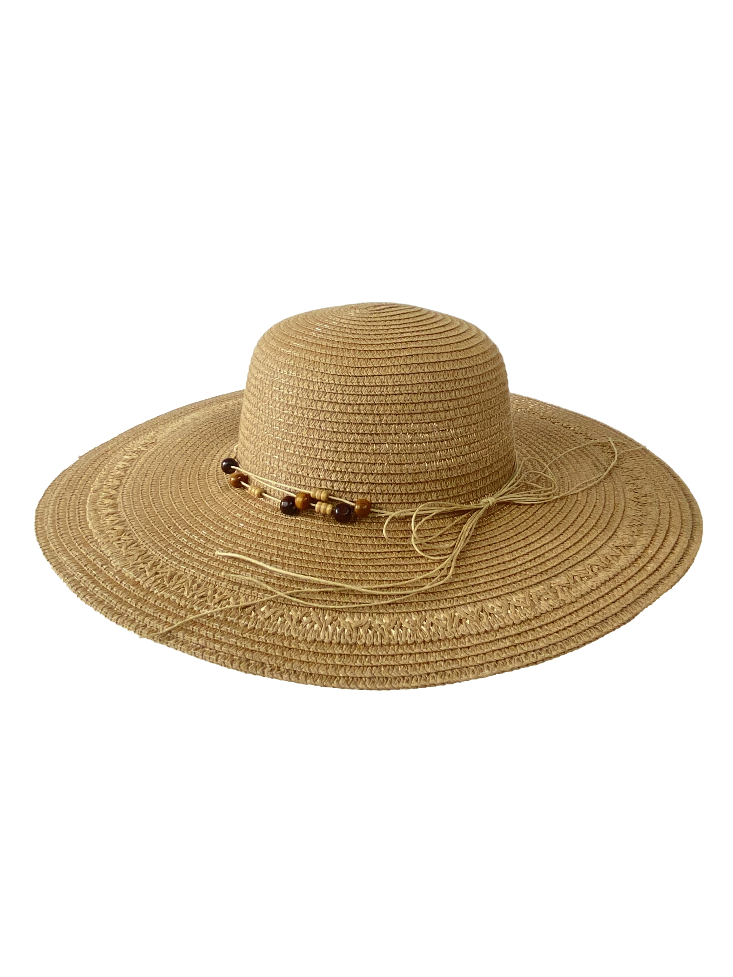 На фото 1 - Плетёная женская шляпа с широкими полями, цвет коричневый