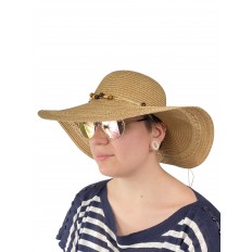 На фото 2 - Плетёная женская шляпа с широкими полями, цвет коричневый