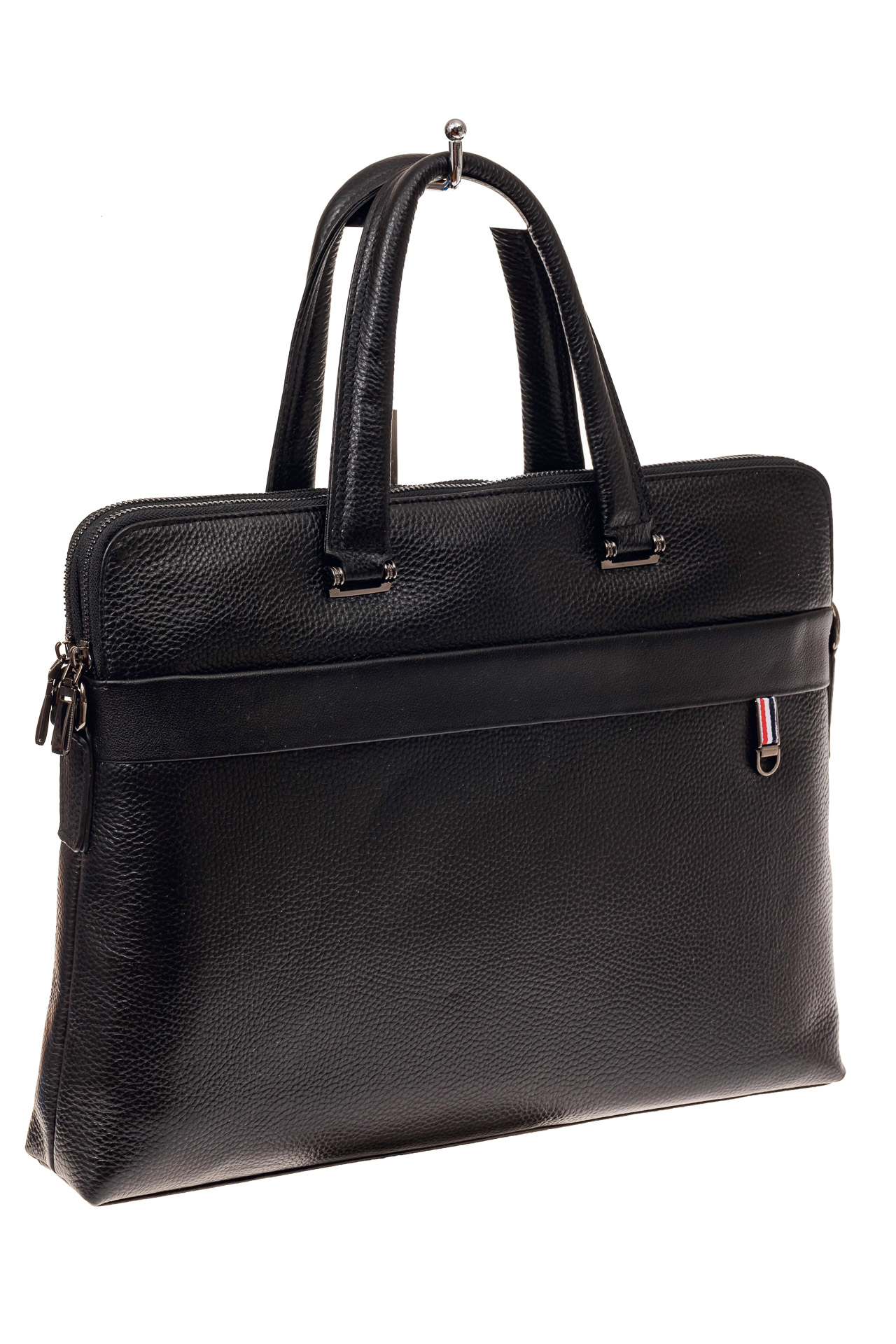 На фото 1 - Мужская сумка-папка из натуральной кожи, цвет черный
