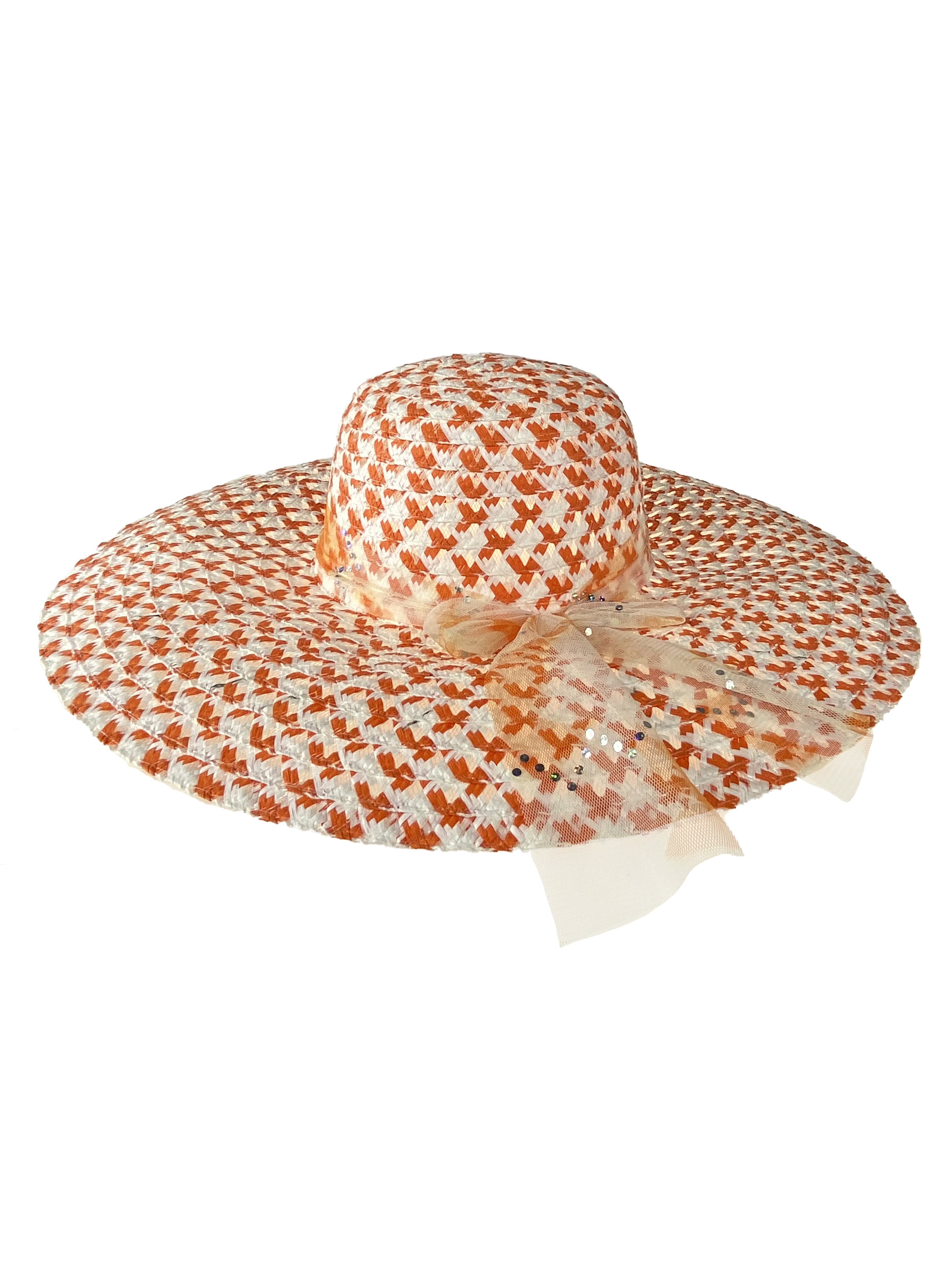На фото 1 - Женская соломенная шляпа, цвет оранжевый