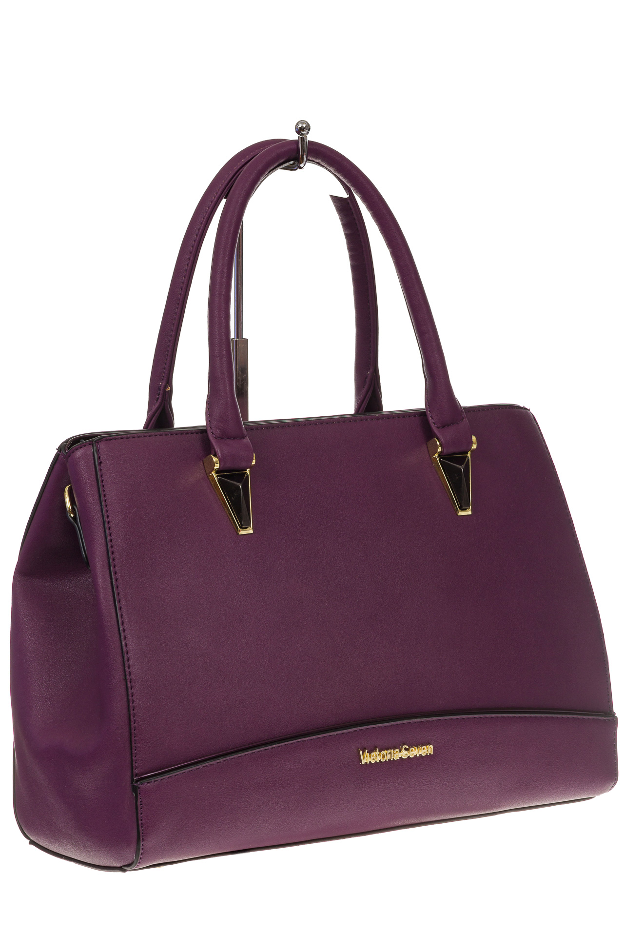На фото 1 - Классическая женская сумка из искусственной кожи, цвет фиолетовый