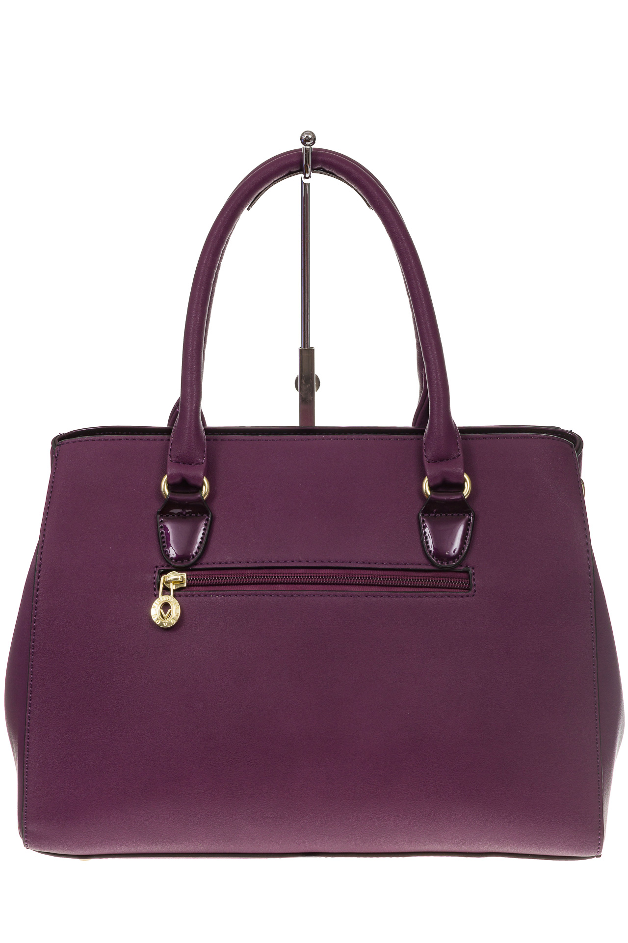 На фото 3 - Классическая женская сумка из искусственной кожи, цвет фиолетовый