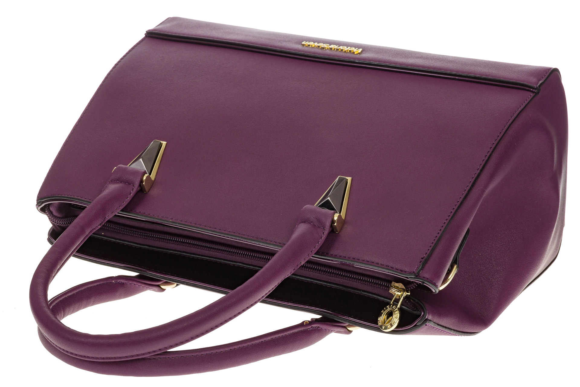 На фото 4 - Классическая женская сумка из искусственной кожи, цвет фиолетовый